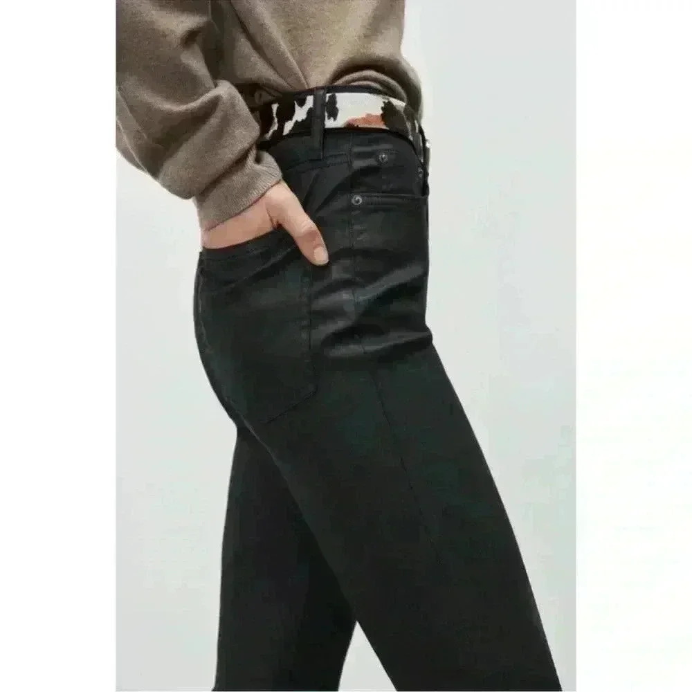 Zara women’s 4 black The Dreed Flare Pants high waist cropped NWT casual career